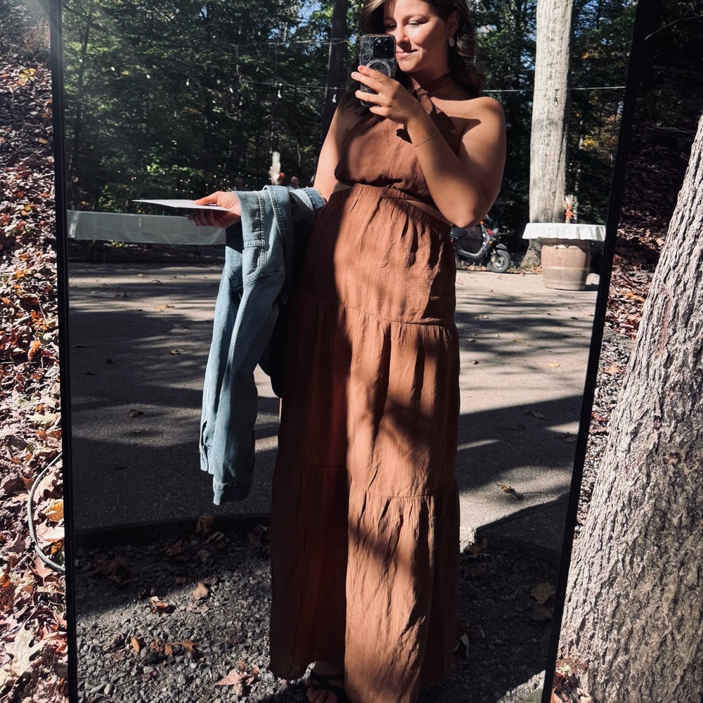Vici-Brown Halter Cut Out Maxi Dress-MED - Picture 2 of 3